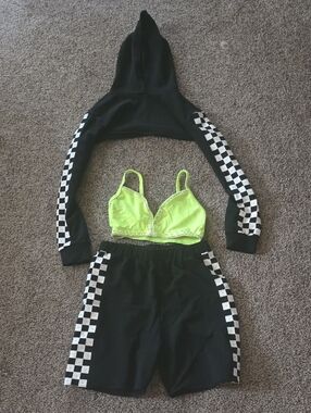 BP Designs - Neon Green Bralette & Black Checker Set